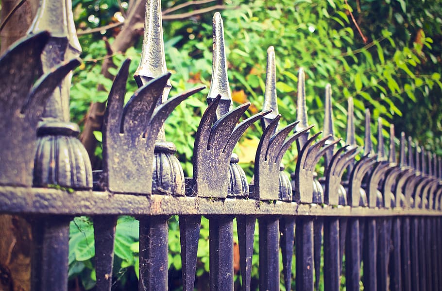 fence, metal, iron, spikes, spiky, steel, security, metallic, protection, secure