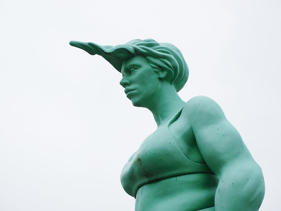 woman, person, giantess, human, artwork, green, art, sculpture, figure, westerland