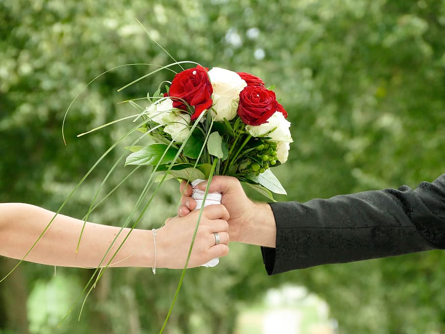 wedding, flowers, bouquet, romantic, love, roses, romance, ceremony, flower, flowering plant
