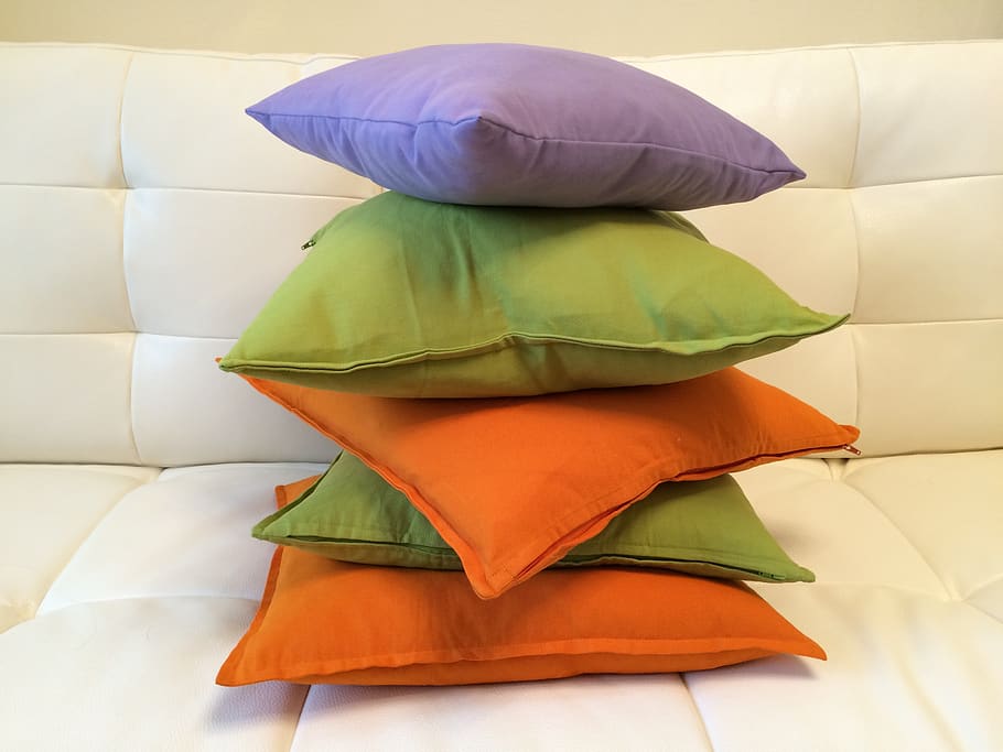 pillows, pile of pillows, textile, comfort, home, cotton, domestic ...