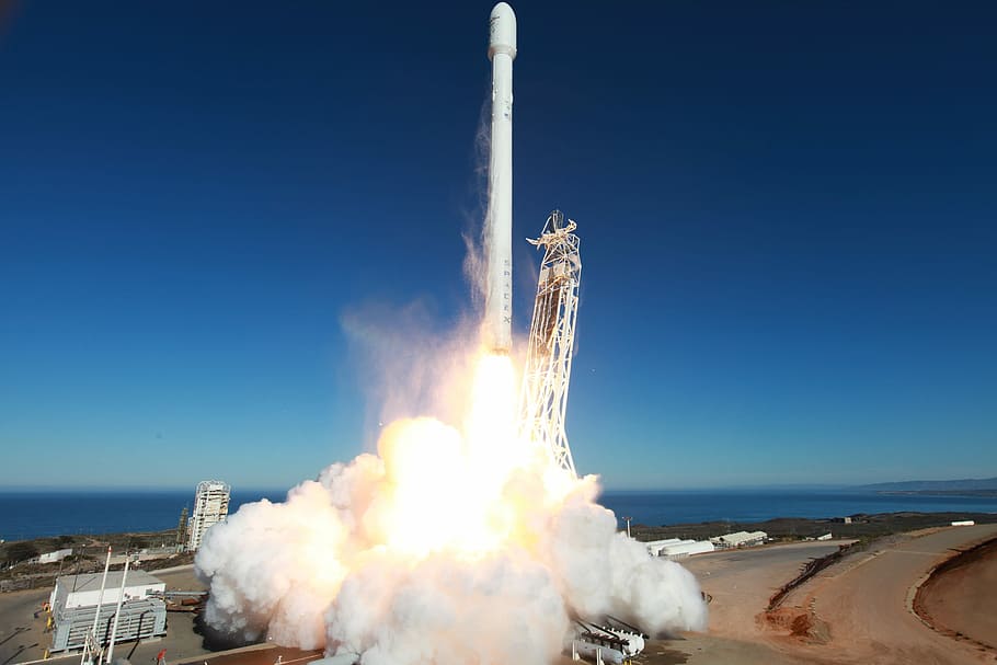 launching, space rocket, daytime, Lift-Off, Rocket Launch, Spacex, launch, flames, propulsion, space