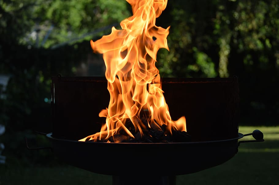 gas grill, daytime, Fire, Grill, Flame, Burn, Charcoal, Heat, fuel, barbecue