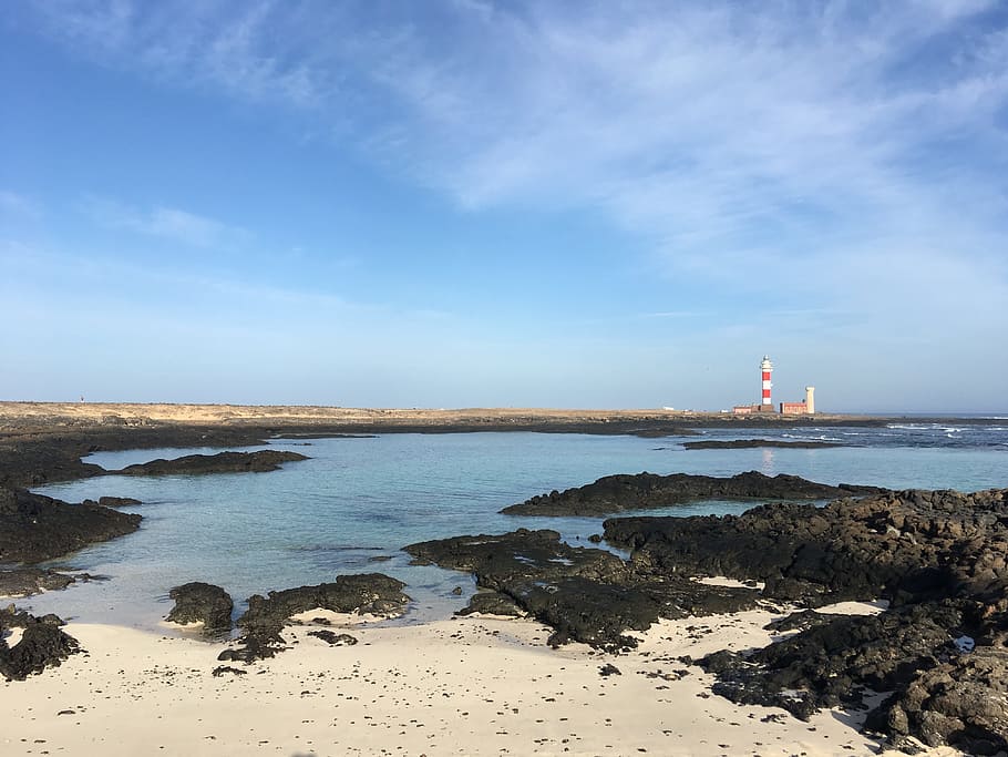 lighthouse, toston, cotillo, fuerteventura, beach, sand, white, ideal, nature, sea
