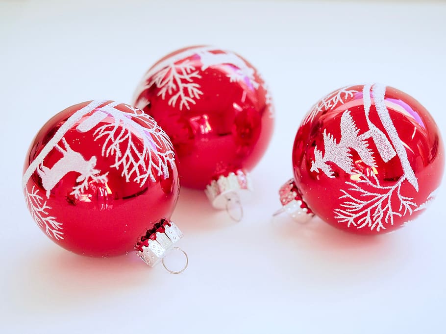 christmas, holiday, season, decorations, ornate, bauble, ball, red, close up, silver
