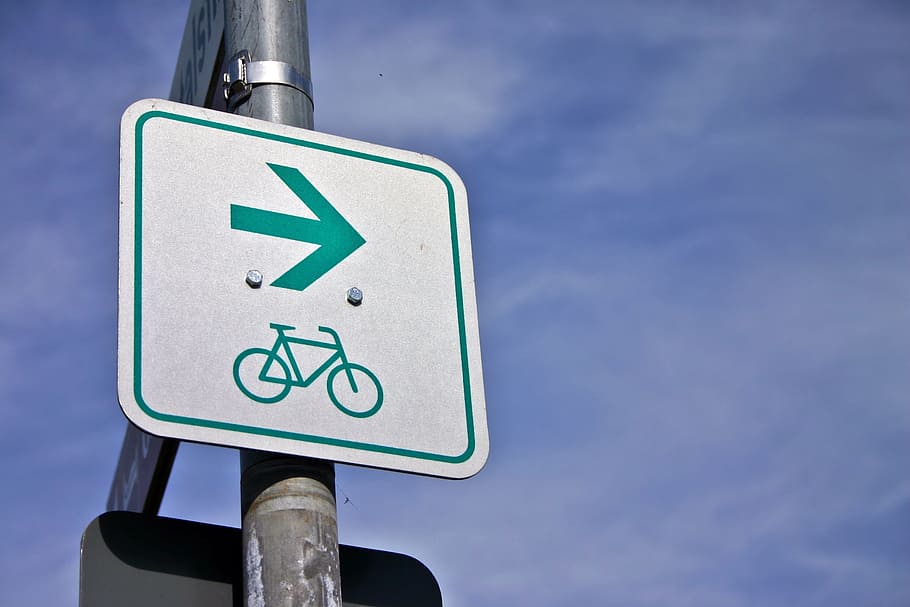 自転車道, サイクリング, 自転車, 交通, 道路標識, シールド, ディレクトリ, 交通標識, 文字, 記号