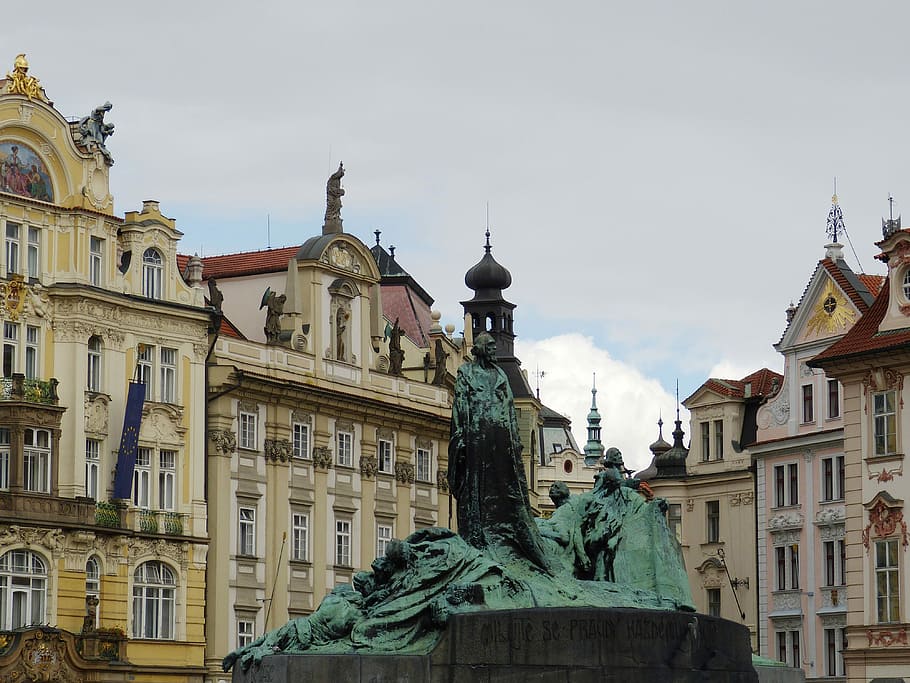 プラハ, チェコ共和国, 首都, 旧市街, 歴史的に, スペース, 記念碑, 像, 宗教, 改革