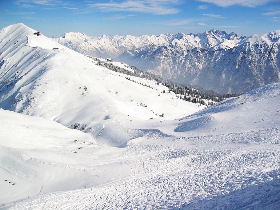 salju, musim dingin, gunung, puncak gunung, dingin, panorama, jalur ski, bersalju, alpine, suhu dingin