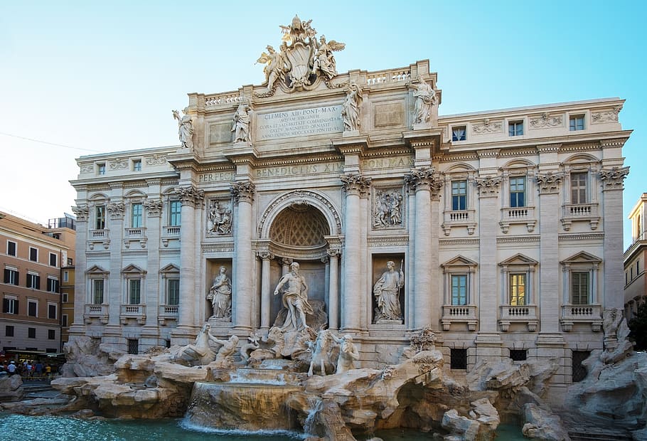 Fontana di Trevi, Roma, estátua, escultura, arquitetura, Trevi, arte, Fontana, arte e artesanato, estrutura construída
