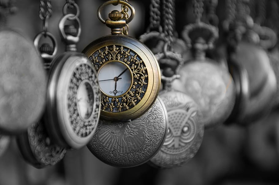 closeup, silver-colored pocket, watch, lot, time, scholarship, old-fashioned, gear, luxury, indoors