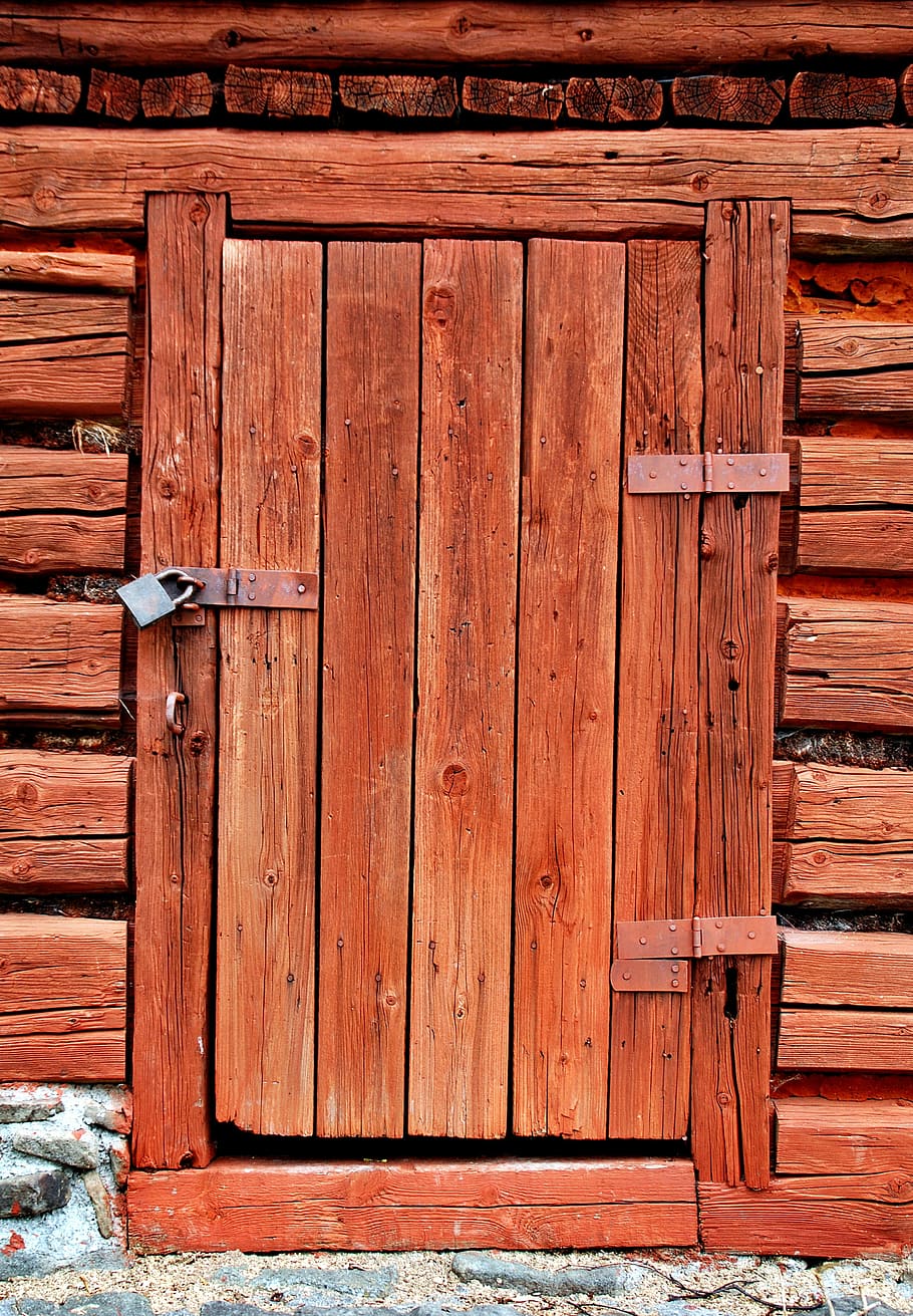 la puerta, madera, tableros, por wlodek, entrada, cabaña, madera - material, puerta, cerrado, arquitectura