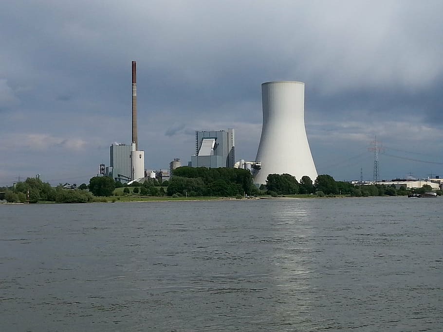 duisburg, walsum, rhine, water, river, power plant, brown coal, lignite-fired power plant, current, energy