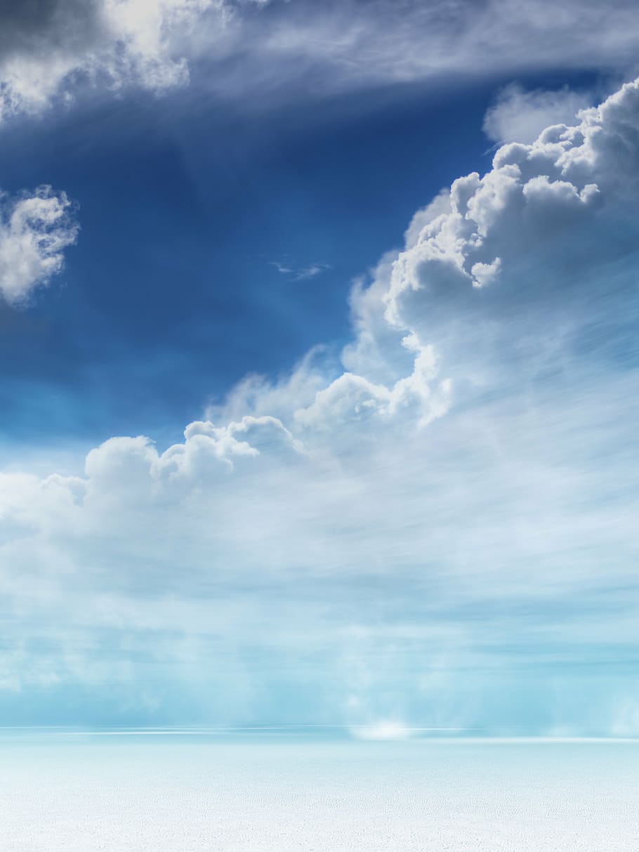 photo of clouds, landscape, clouds, snow, sky, wind shear, blue, winter, nature, cloud - Sky