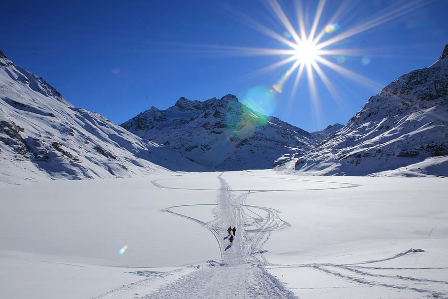 pessoas, caminhada, terra de neve, neve, Vorarlberg, Áustria, montanhas, alpino, natureza, inverno