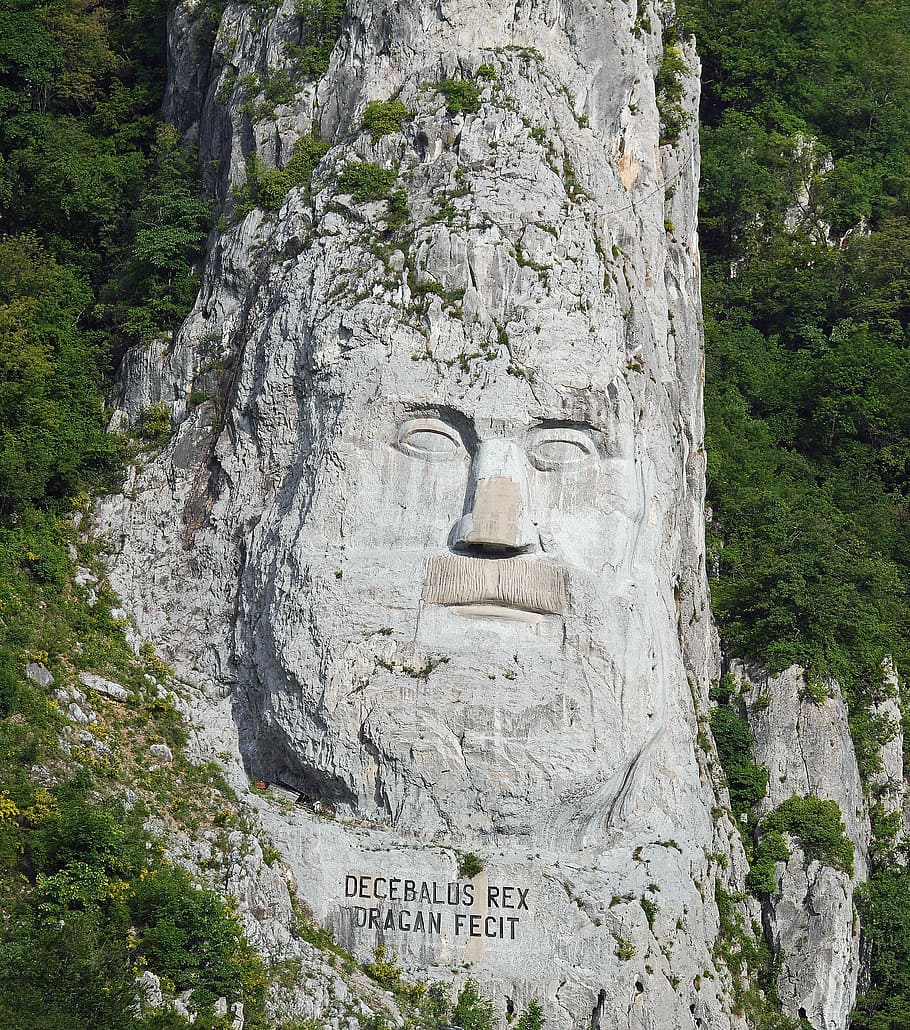 face, stone, king decebalus, relief, rock, romania, karparten, südkarparten, danube gorge, iron gate