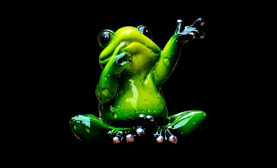 green frog illustration, Frog, Figure, Wave, Cute, Animal, funny, fun, sweet, green