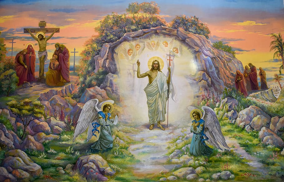 resurrection of jesus christ, painting, iconography, ceiling, church, christianity, russian church, tamassos bishop, episkopeio, cyprus