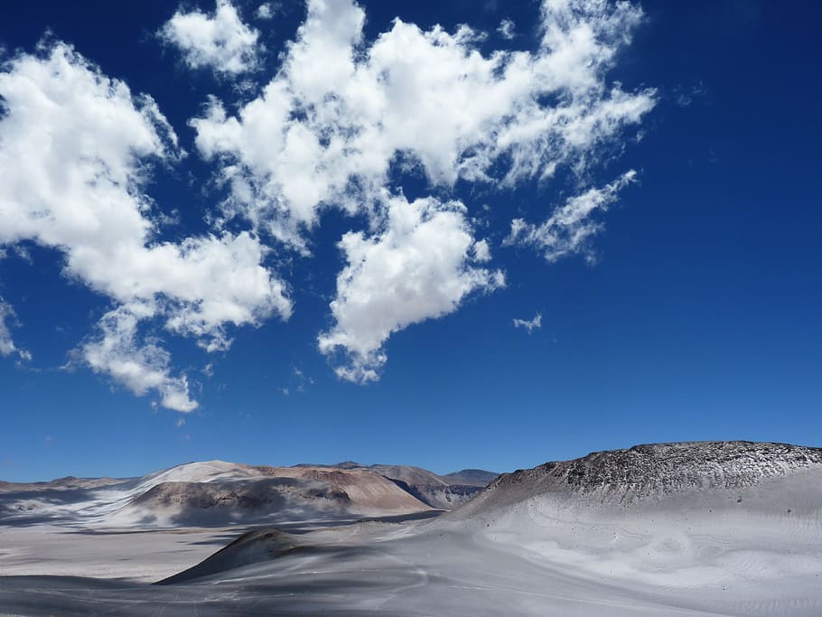 grey, sand, underneath, clear, blue, sky, daytime, andean, desert, andes