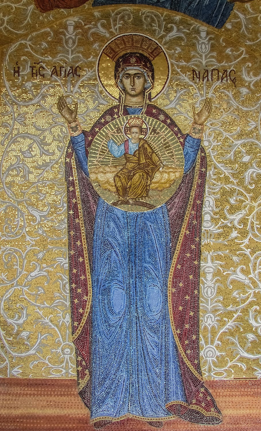 mosaico, ayia napa, virgem maria, arte e artesanato, religião, crença, padrão, espiritualidade, representação, criatividade