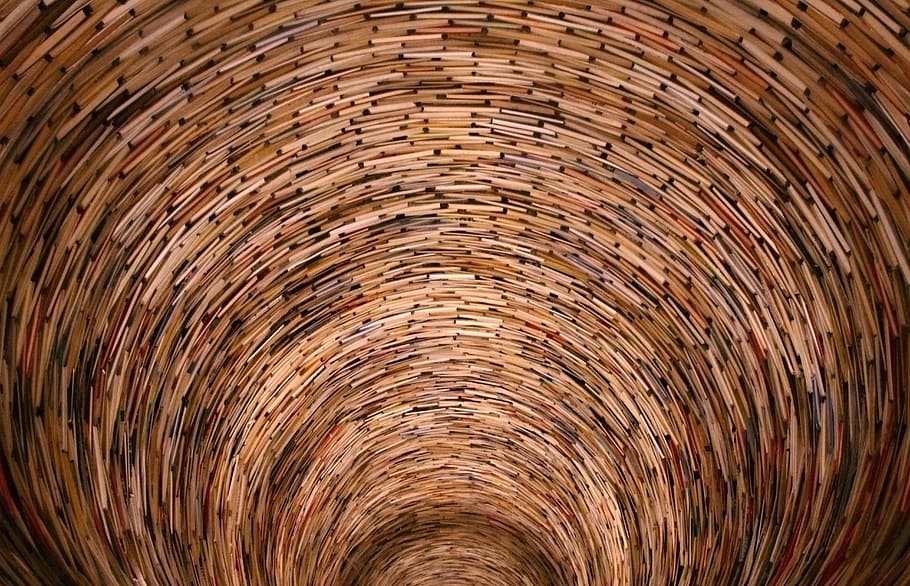brown tunnel, books, library, alphabet, reading, book, shop, read, reader, racks