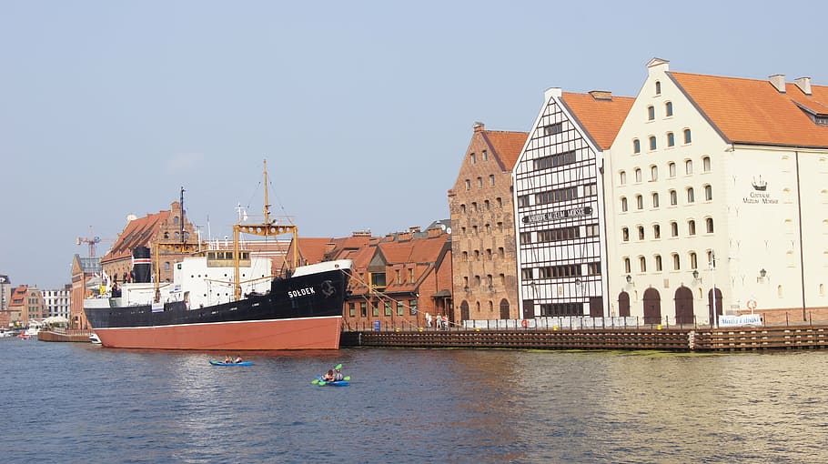 gdansk, quay, poland, river, city, old town, port, bay, architecture, building exterior