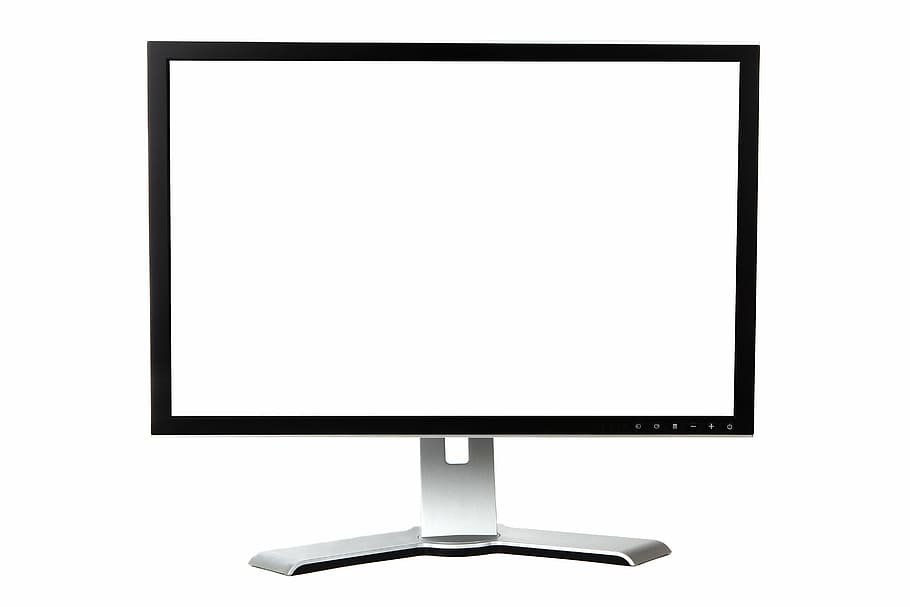 negro, gris, plano, pantalla, monitor, en blanco, negocios, computadora, escritorio, electrónica