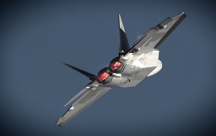 f-22, afterburner, fighter, jet, military, aviation, speed, thrust, power, aircraft