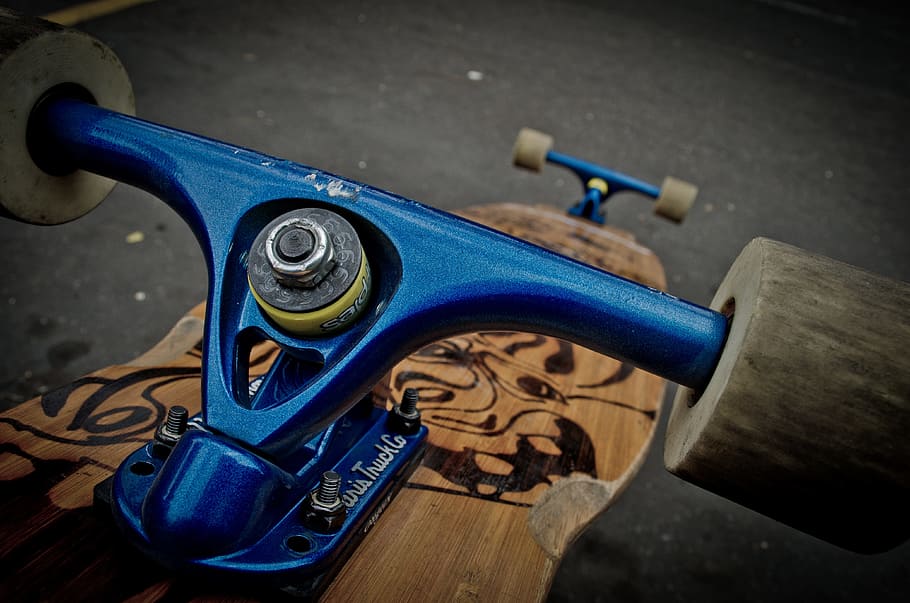 Longboard, Table, Truck, Wheels, blue, wood - Material, old, old-fashioned, retro Styled, equipment