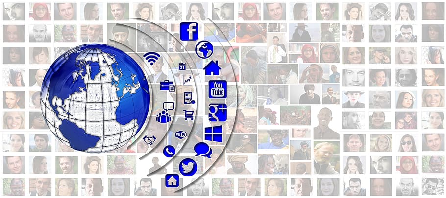 地球の図, 社会, メディアのロゴ, ソーシャルメディア, アイコン, 人間, 個人, 国際, グローバル, グローバリゼーション