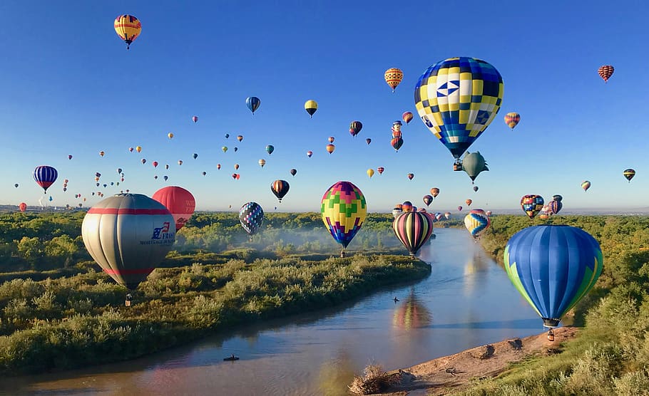 albuquerque, balloons, ballooning, sky, hot air balloon, balloon, flying, air vehicle, transportation, adventure