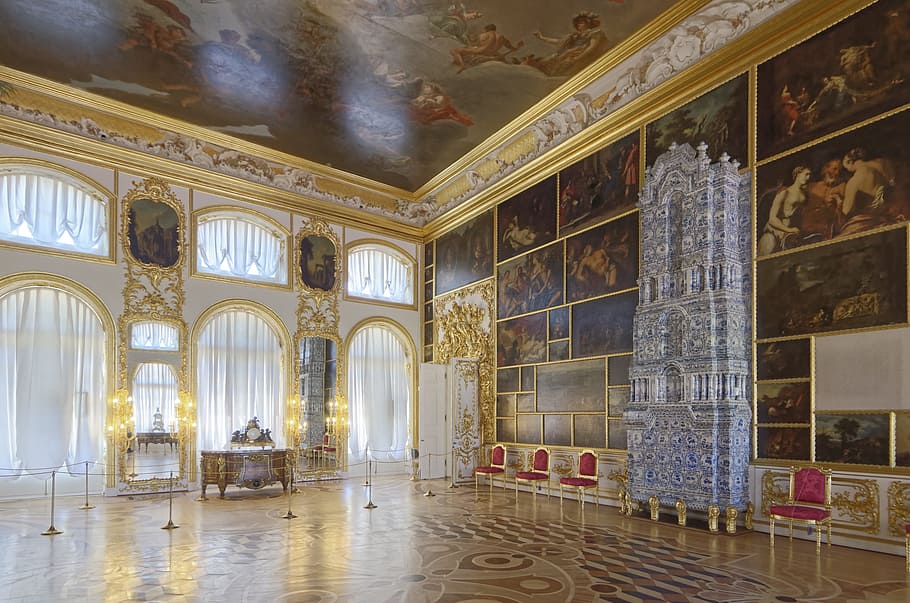 sankt petersburg, catherine's palace, architecture, within, luxury, home, indoors, flooring, building, built structure