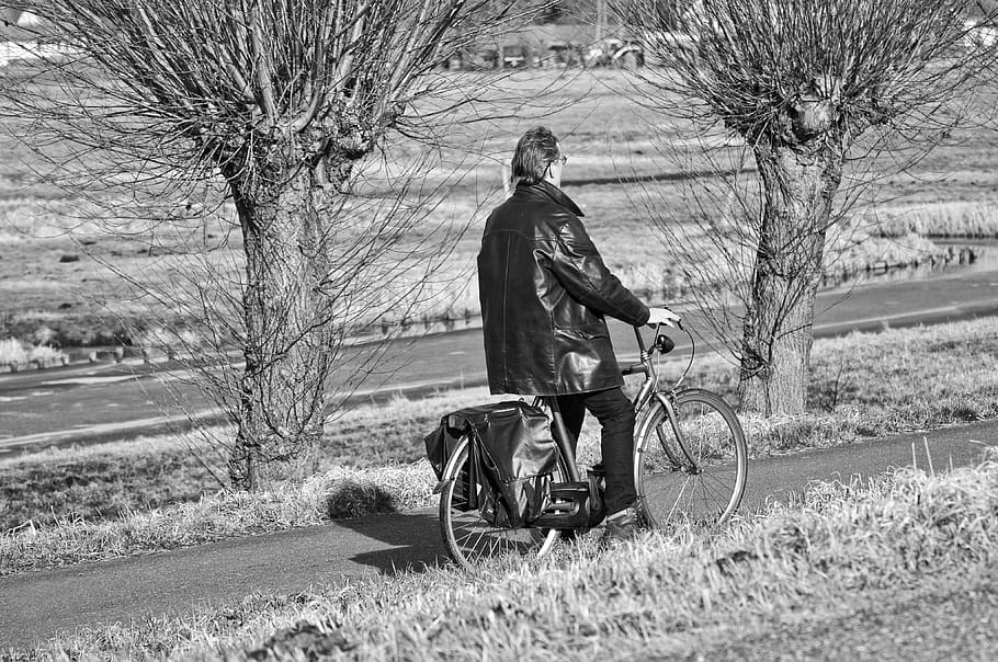 man, cyclist, person, people, bicycle, cycling, travel, transport, cycle track, on his way
