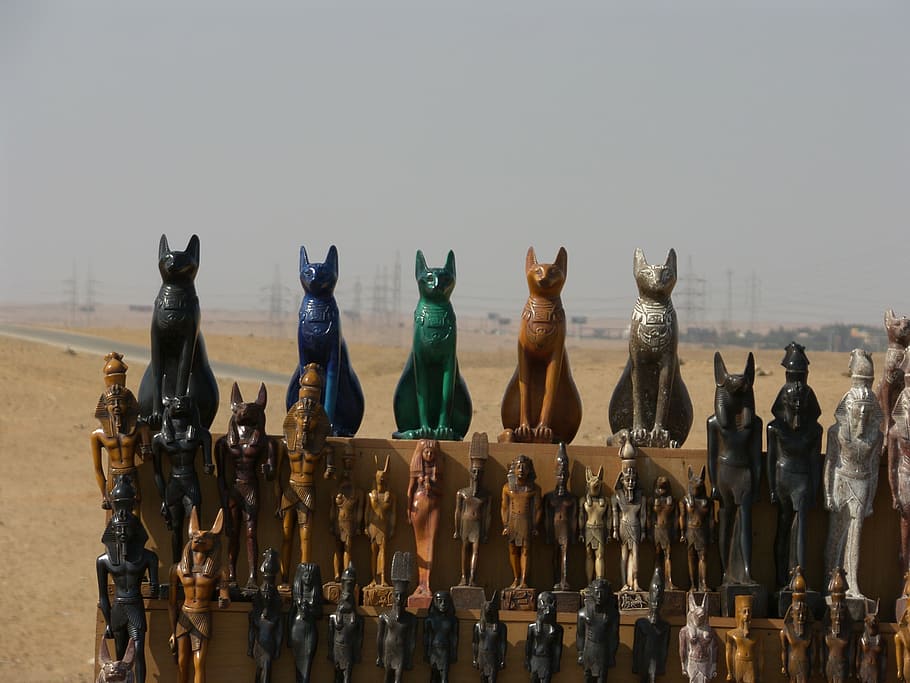 egypt, cairo, motive, art, pay, souvenir, kucing ehyptian, representasi, representasi manusia, seni dan kerajinan
