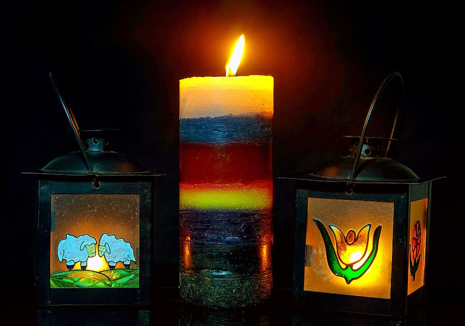 Velas, vela de cera, candelita, cera, decoración, estado de ánimo, llama, tiempo de navidad, adviento, calor