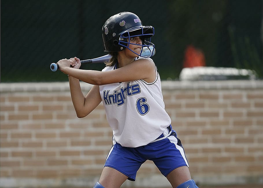 softball, batter, female, teenager, game, competition, teen, uniform, bat, hitter