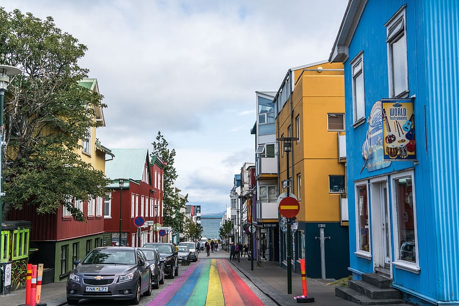 Islandia, Reykjavík, ciudad, arco iris, arquitectura, cielo, nórdico, paisaje, turismo, escénico