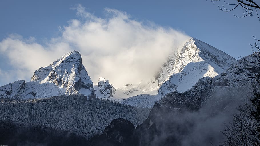 mountains, winter, snow, landscape, nature, alpine, ice, wintry, sky, cold