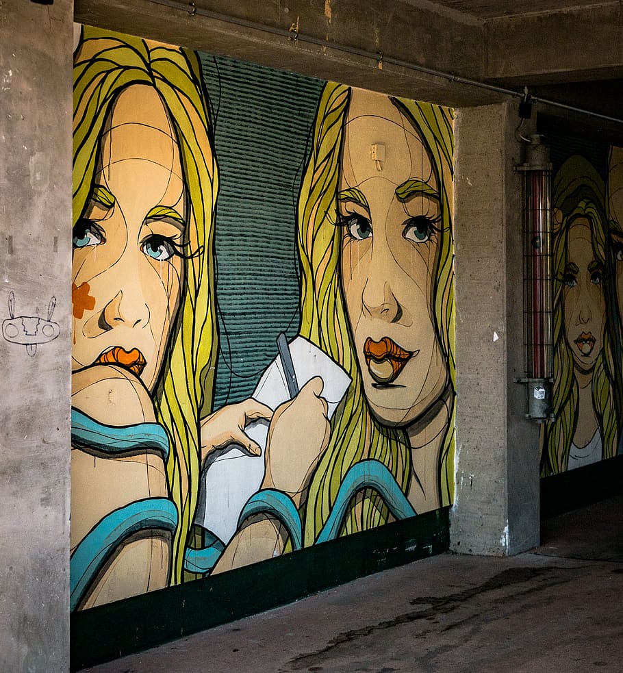 graffiti, art, wall, woman, painting, mural, girl, face, artistic, color