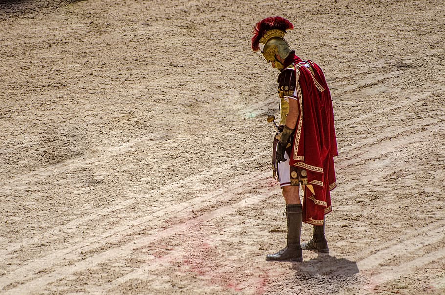 romano, arena, antiguo, coliseo, gladiador, gladiadores, histórico, historia, una persona, día