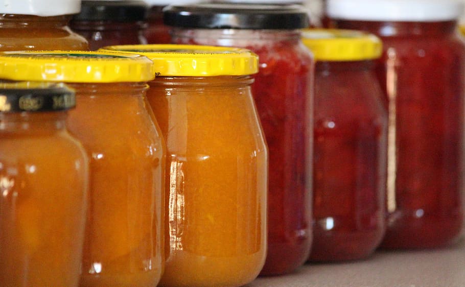 jam, glasses, boil down, delicious, sweet, fruits, glass, jam jars, fruit, made a