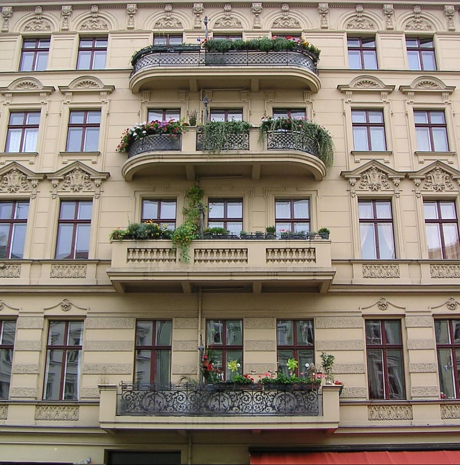 house facade, balcony rmazza, kreuzberg, berlin, window, building exterior, architecture, built structure, low angle view, residential district