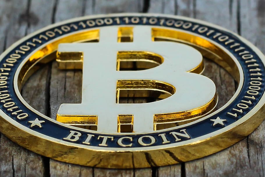 bitcoin, cryptocurrency, mata uang, keuangan, uang, kekayaan, koin, berwarna emas, close-up, teks