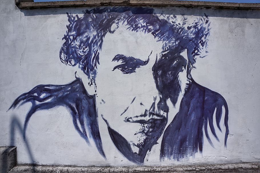 Bob Dylan, calle, arte, graffiti, Verona, Italia, arte y artesanía, creatividad, representación, pintura
