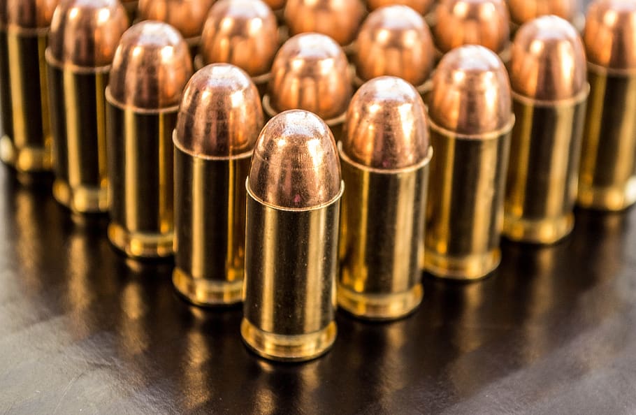 bullets, brass 9mm, shiny, brass, end up, ammo, bullet, ammunition, guns, lead