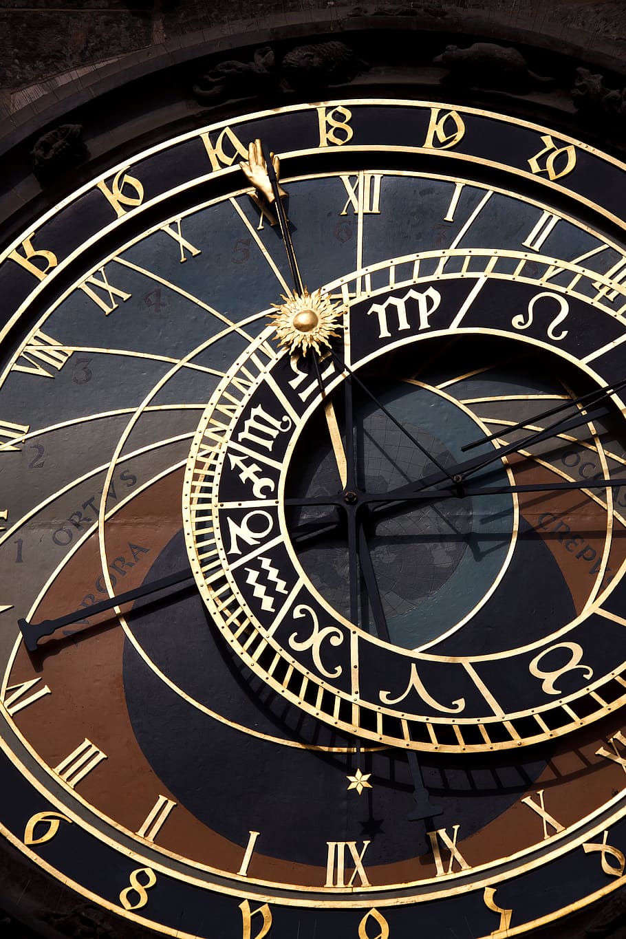 round, black, analog clock, ancient, antique, architecture, astronomical, astronomy, city, clock
