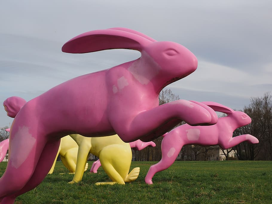 hare, jump, bunny jump, running away, bounce away, pink, artwork, seat and flitz rabbits, rosalie, madaris