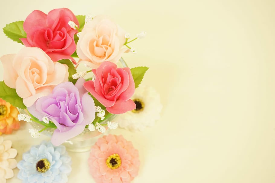 Flores artificiales, naranja, flores, rosa, azul claro, blanco, rojo, morado, rosa - flor, color rosa