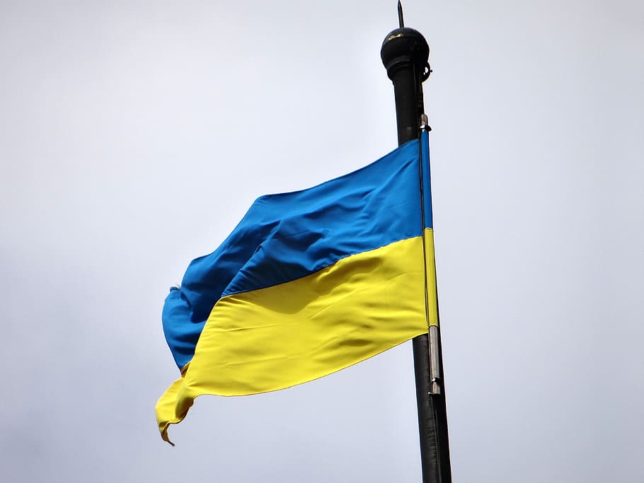 ウクライナの旗, シンボル, バナー, 国旗の色, フラグ, 黄色, 愛国心, 風, 人なし, ポール
