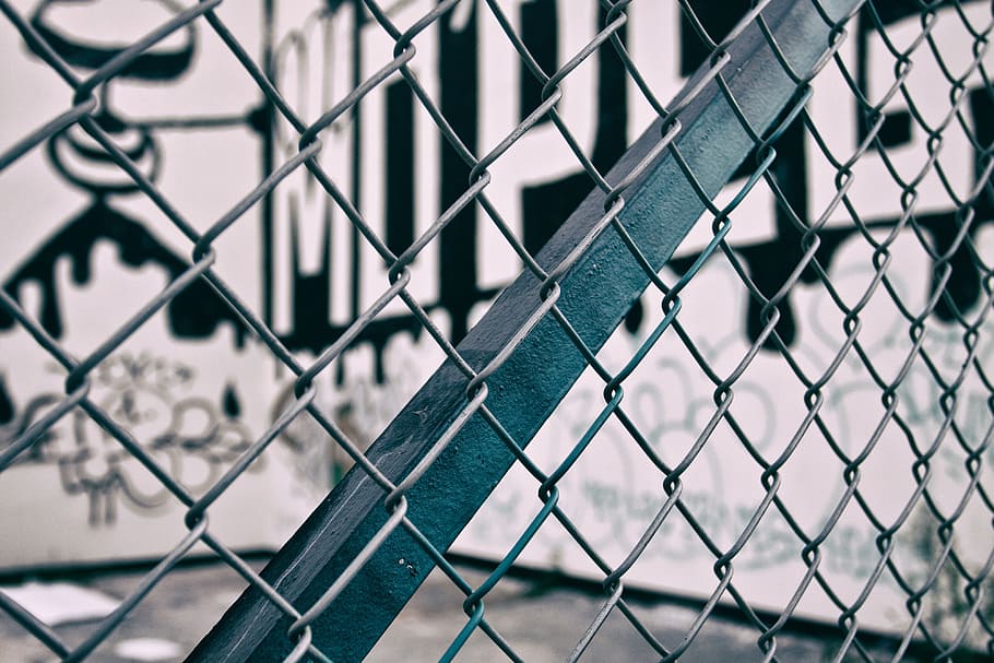 urban, metal fence, Close-up shot, metal, fence, graffiti, street Art, steel, chainlink fence, protection