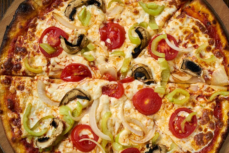pizza, masa, comida, tomate, queso, delicioso, fresco, restaurante, cocina, italiano