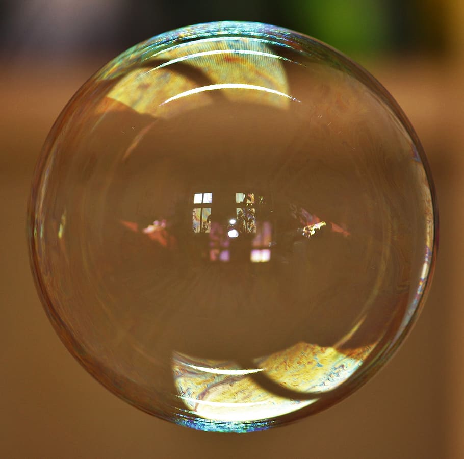 burbuja de jabón, reflejo, bola, líquido, burbuja, esfera, primer plano, reflexión, forma geométrica, transparente